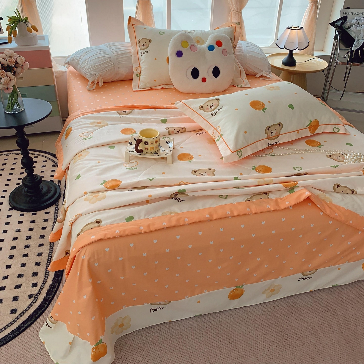 91家纺网 家纺一手货源 找家纺 莱豫家纺 2025春夏新款纯棉全棉夏被夏凉被四件套 熊宝乐园