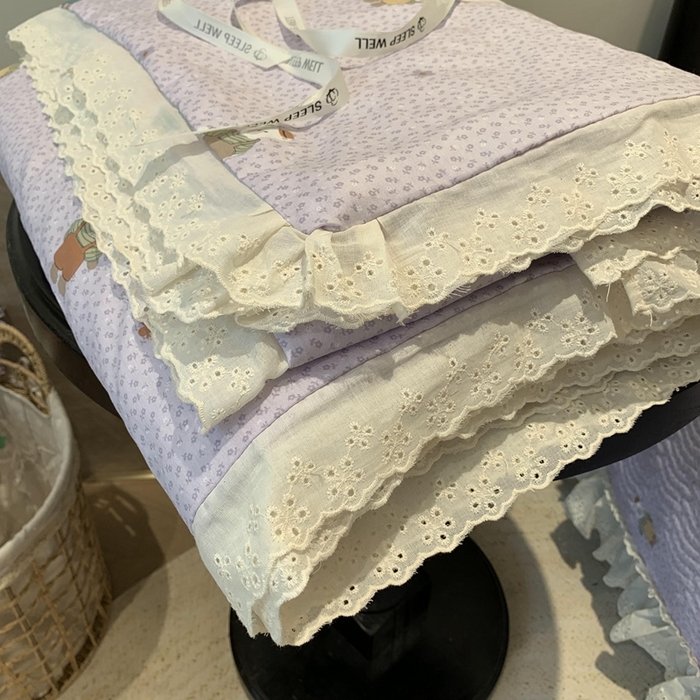 91家纺网 家纺一手货源 找家纺 莱豫2025新款纯棉花边夏被床盖 呆呆熊-夏被