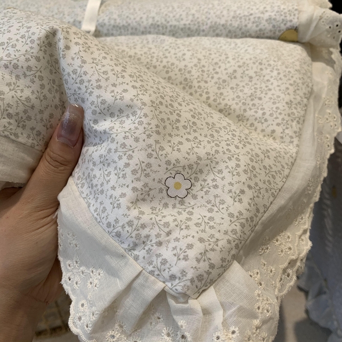 91家纺网 家纺一手货源 找家纺 莱豫2025新款纯棉花边夏被床盖 柠檬-夏被