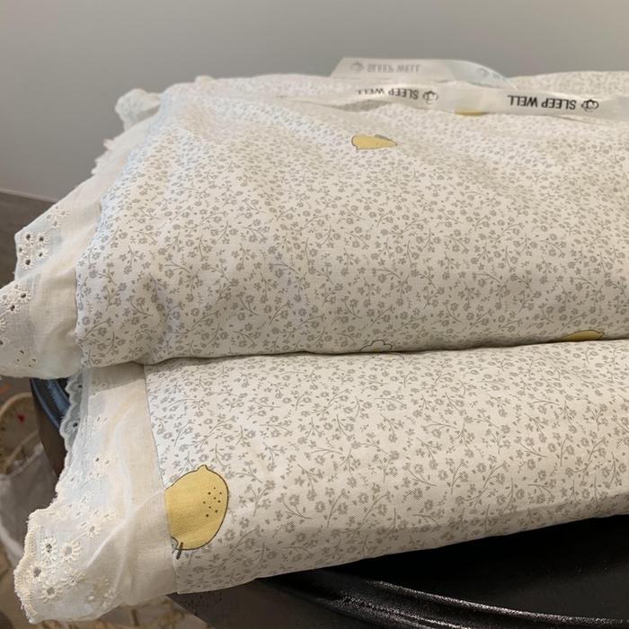 91家纺网 家纺一手货源 找家纺 莱豫2025新款纯棉花边夏被床盖 柠檬-夏被