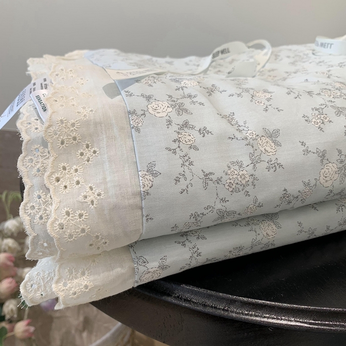 91家纺网 家纺一手货源 找家纺 莱豫2025新款纯棉花边夏被床盖 夏蓝-夏被