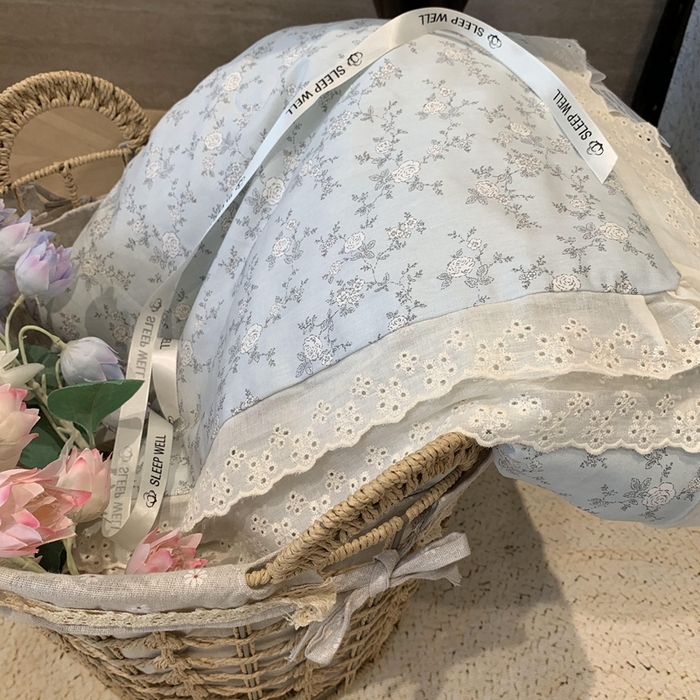 91家纺网 家纺一手货源 找家纺 莱豫2025新款纯棉花边夏被床盖 夏蓝-夏被