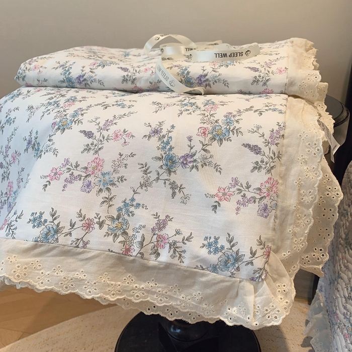 91家纺网 家纺一手货源 找家纺 莱豫2025新款纯棉花边夏被床盖 夏梦-夏被