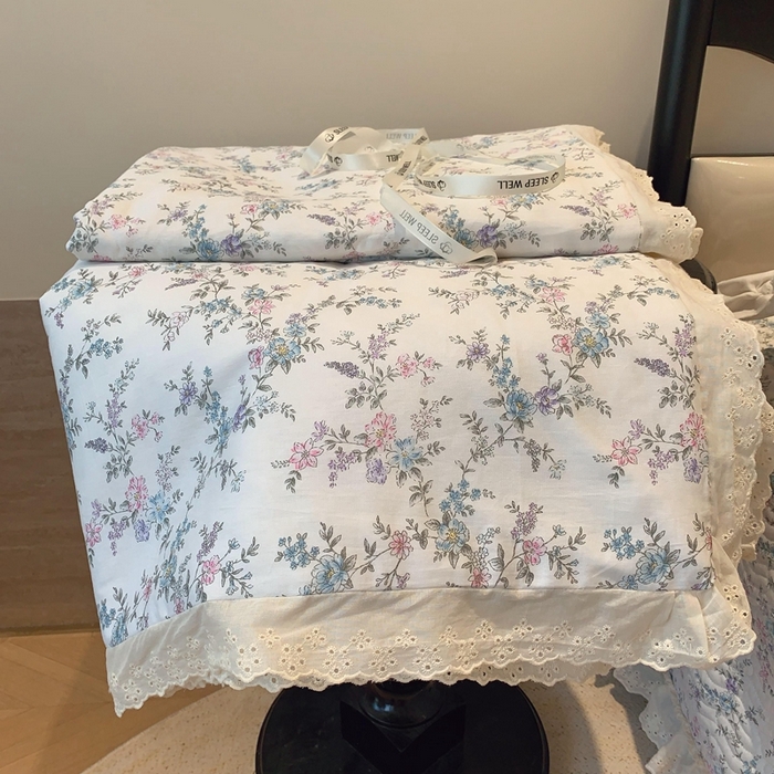 91家纺网 家纺一手货源 找家纺 莱豫2025新款纯棉花边夏被床盖 夏梦-夏被