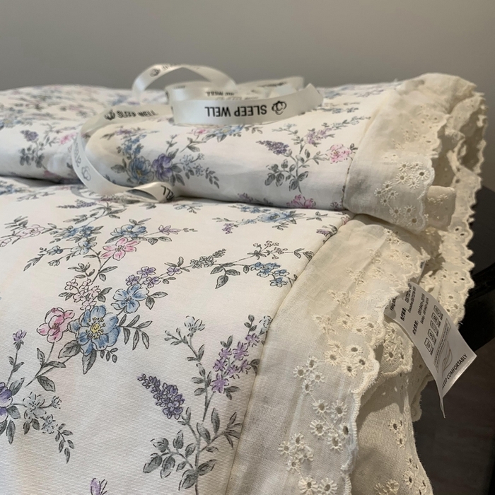 91家纺网 家纺一手货源 找家纺 莱豫2025新款纯棉花边夏被床盖 夏梦-夏被