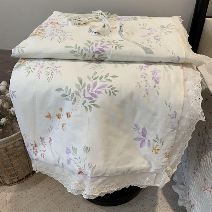 莱豫2025新款纯棉花边夏被床盖 夏之语-夏被