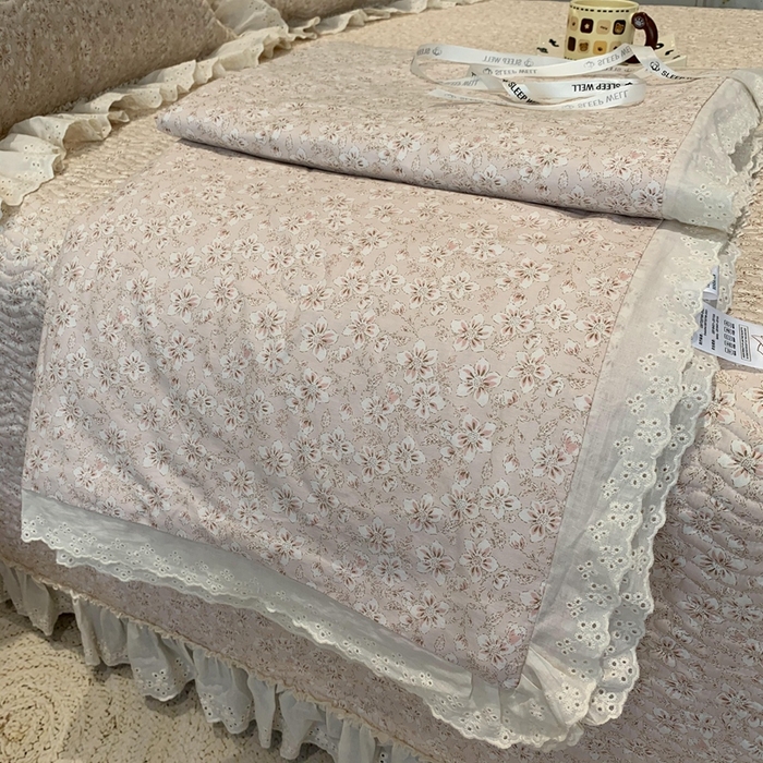 莱豫2025新款纯棉花边夏被床盖 樱花-夏被