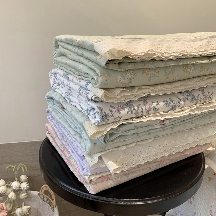 91家纺网 家纺一手货源 找家纺 莱豫2025新款纯棉花边夏被床盖 组合（仅供参考）