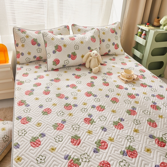 91家纺网 家纺一手货源 找家纺 舒居家纺 2025新款全棉纯棉软床垫 草莓园