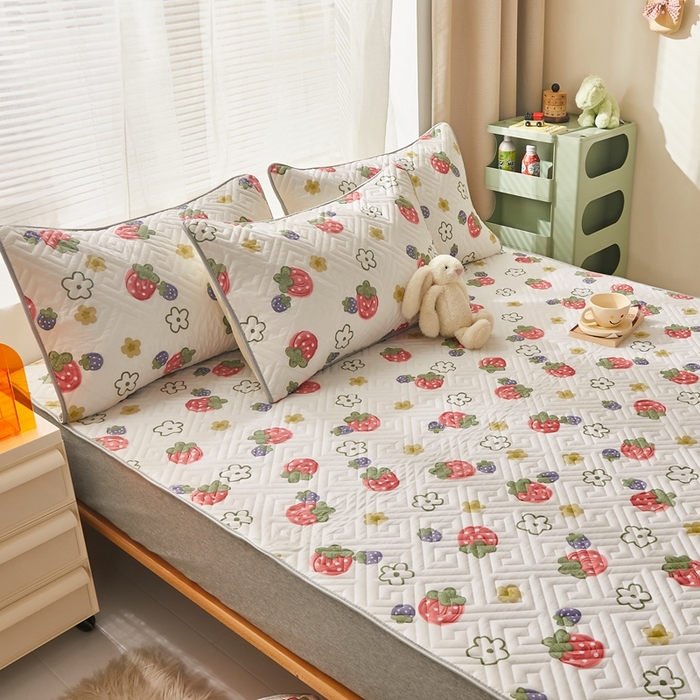 91家纺网 家纺一手货源 找家纺 舒居家纺 2025新款全棉纯棉软床垫 草莓园