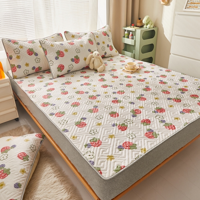 91家纺网 家纺一手货源 找家纺 舒居家纺 2025新款全棉纯棉软床垫 草莓园