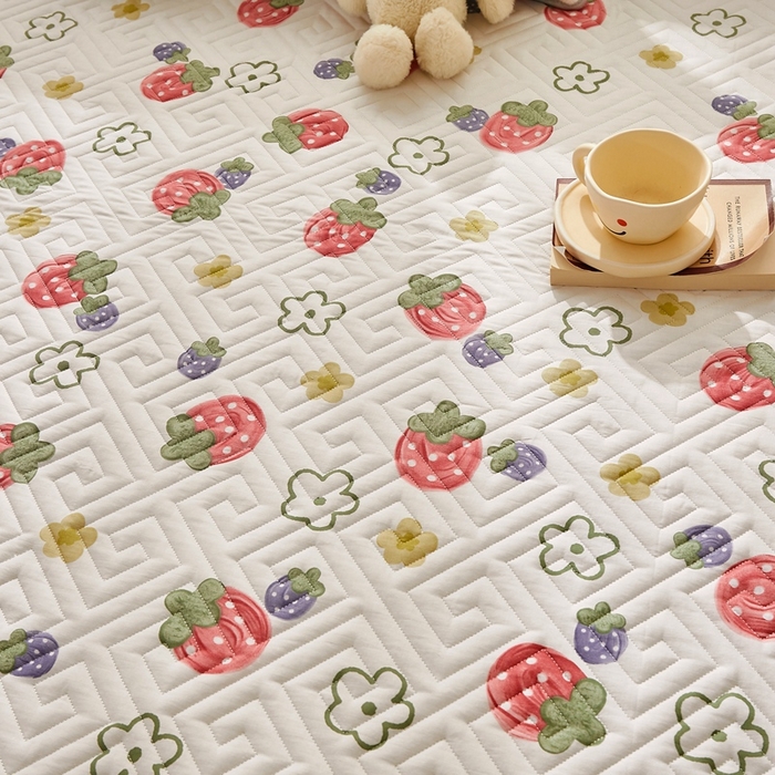 91家纺网 家纺一手货源 找家纺 舒居家纺 2025新款全棉纯棉软床垫 草莓园