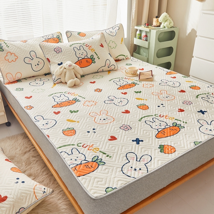 91家纺网 家纺一手货源 找家纺 舒居家纺 2025新款全棉纯棉软床垫 飞天萝卜兔