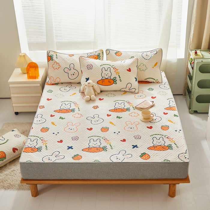 91家纺网 家纺一手货源 找家纺 舒居家纺 2025新款全棉纯棉软床垫 飞天萝卜兔