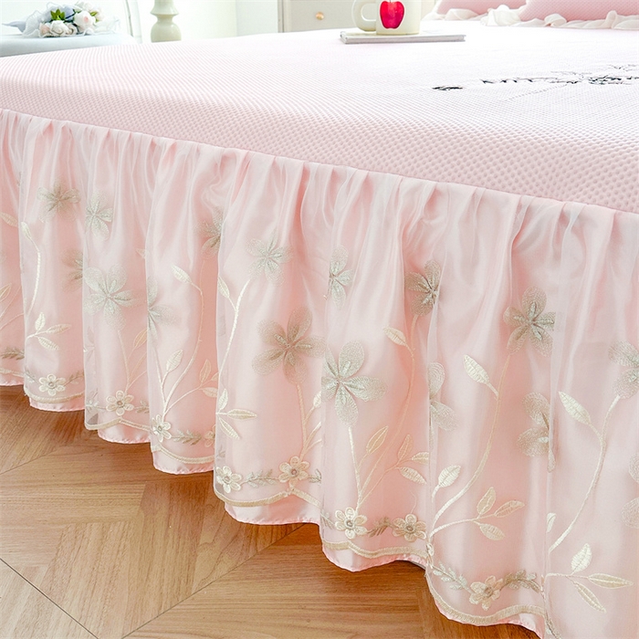 91家纺网 家纺一手货源 找家纺 （总）好儿喜家纺 2025新款玫瑰花夏被凉席床裙四件套冰丝凉席床罩凉感豆豆床席韩式花边凉席