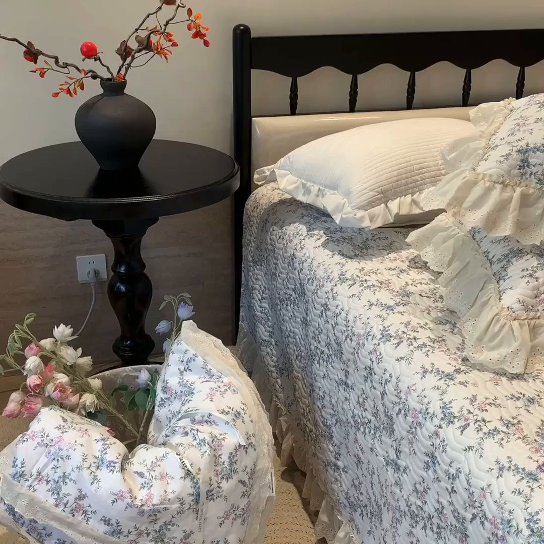 91家纺网 家纺一手货源 找家纺 莱豫2025新款纯棉花边夏被床盖 夏梦-夏被