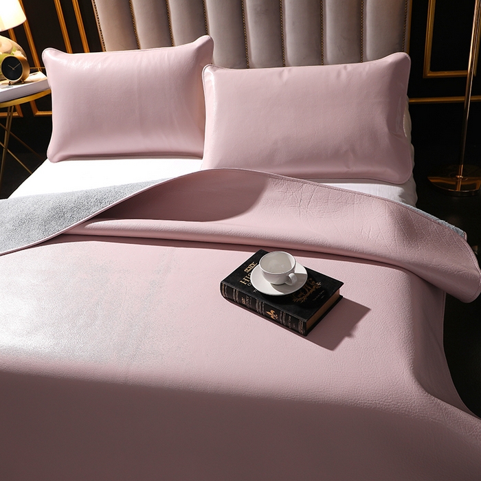 91家纺网 家纺一手货源 找家纺 四川牛皮席 2025新款头层牛皮席 粉紫色