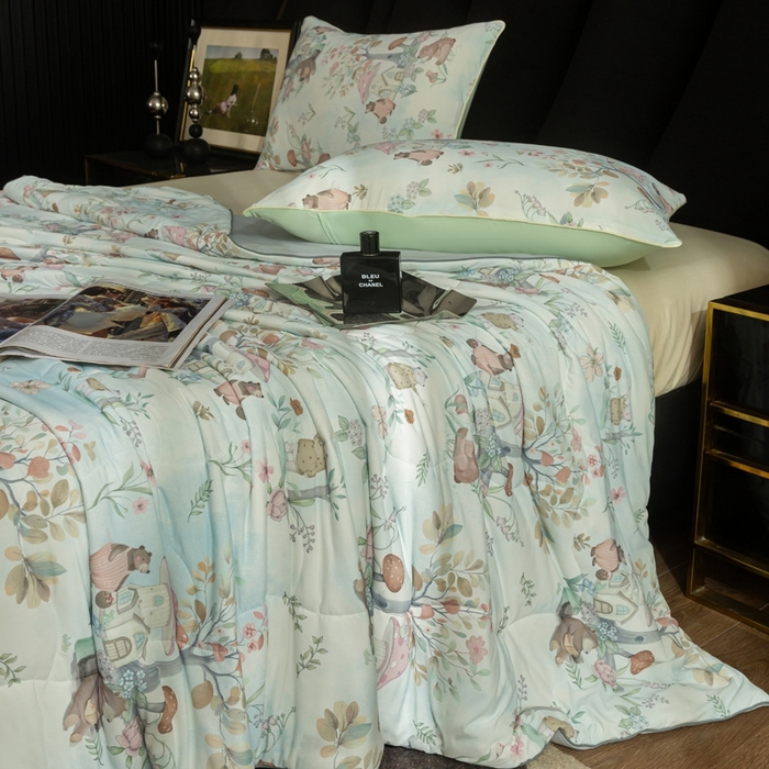 91家纺网 家纺一手货源 找家纺 锦禾穗 2025新款锦禾穗锦氨数码印花夏被 春生物