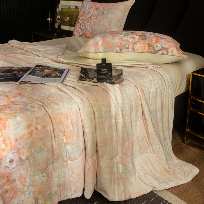 91家纺网 家纺一手货源 找家纺 锦禾穗 2025新款锦禾穗锦氨数码印花夏被 洛可可