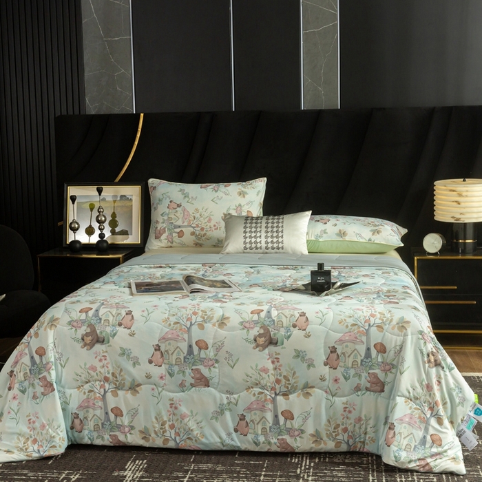 91家纺网 家纺一手货源 找家纺 锦禾穗 2025新款锦禾穗锦氨数码印花夏被 春生物