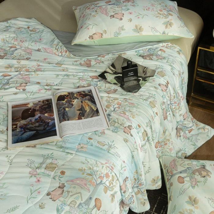 91家纺网 家纺一手货源 找家纺 锦禾穗 2025新款锦禾穗锦氨数码印花夏被 春生物