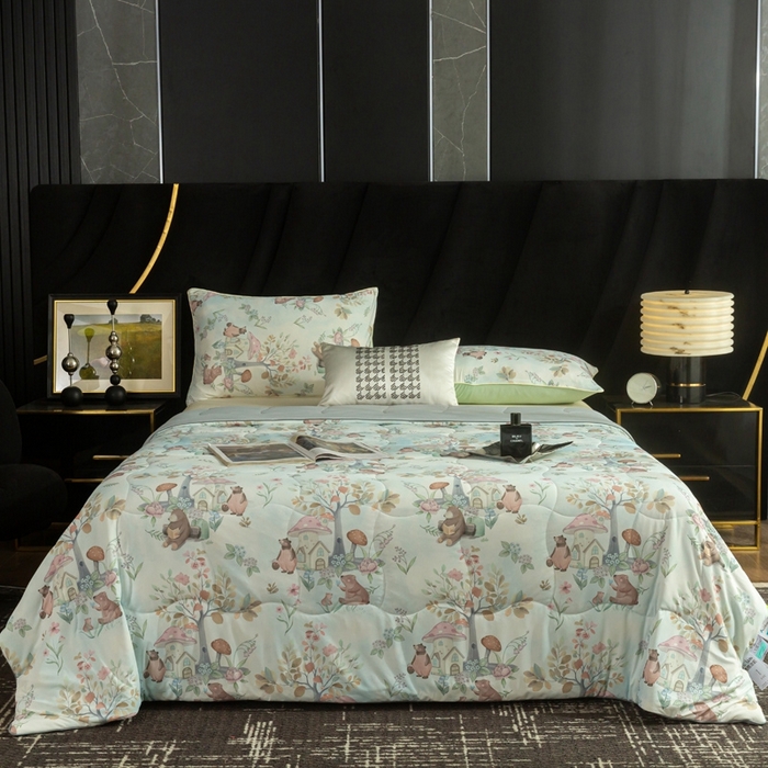 91家纺网 家纺一手货源 找家纺 锦禾穗 2025新款锦禾穗锦氨数码印花夏被 春生物