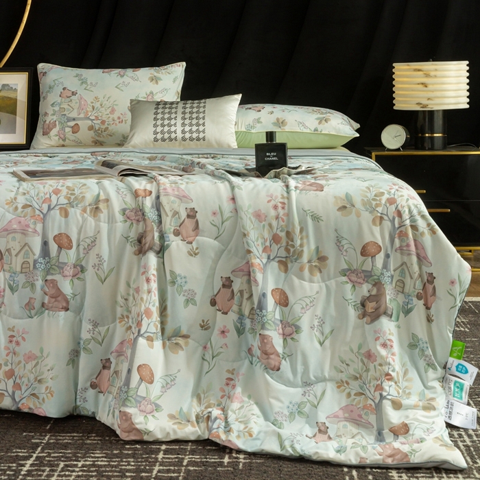 91家纺网 家纺一手货源 找家纺 锦禾穗 2025新款锦禾穗锦氨数码印花夏被 春生物