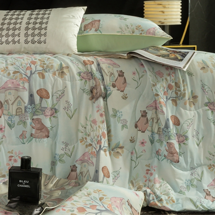 91家纺网 家纺一手货源 找家纺 锦禾穗 2025新款锦禾穗锦氨数码印花夏被 春生物