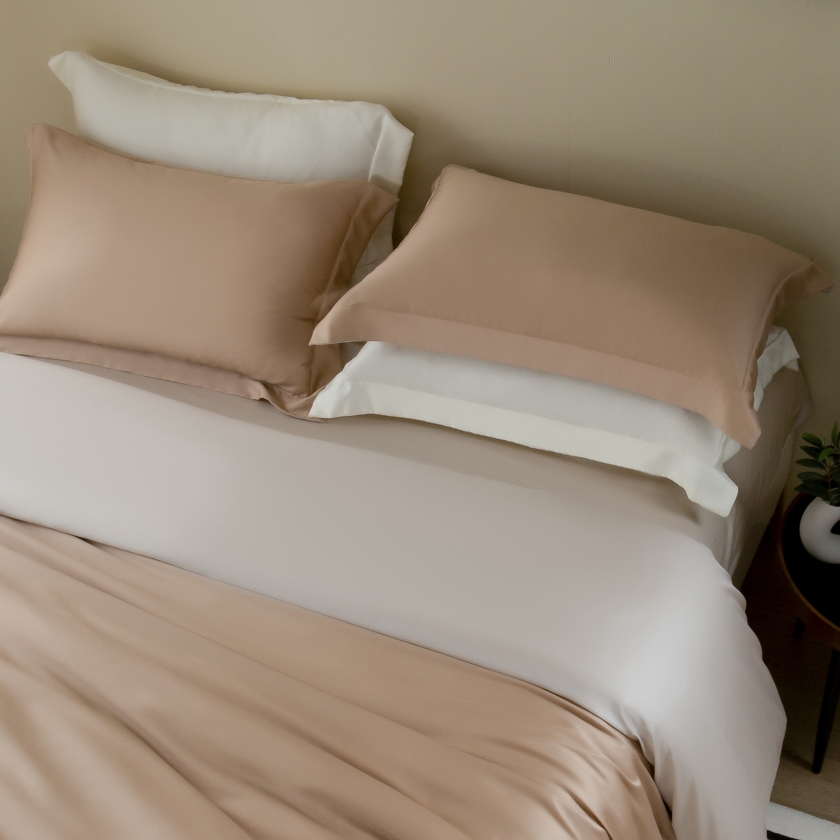 ONE TWO ONE 121 2025新款60支奥地利进口兰精天丝秋风系列单品-枕套 薄暮咖