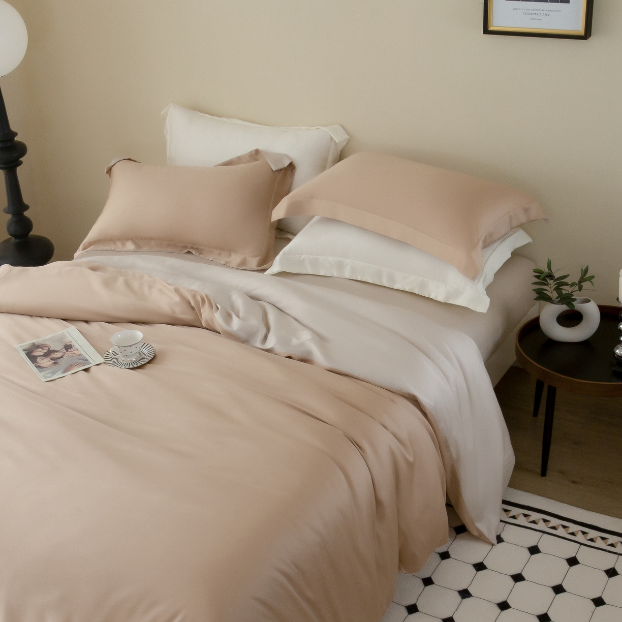 91家纺网 家纺一手货源 找家纺 ONE TWO ONE 121 2025新款60支奥地利进口兰精天丝秋风系列单品-枕套 薄暮咖