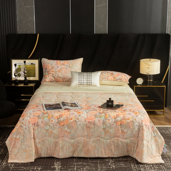 91家纺网 家纺一手货源 找家纺 锦禾穗 2025新款锦禾穗锦氨数码印花夏被 洛可可