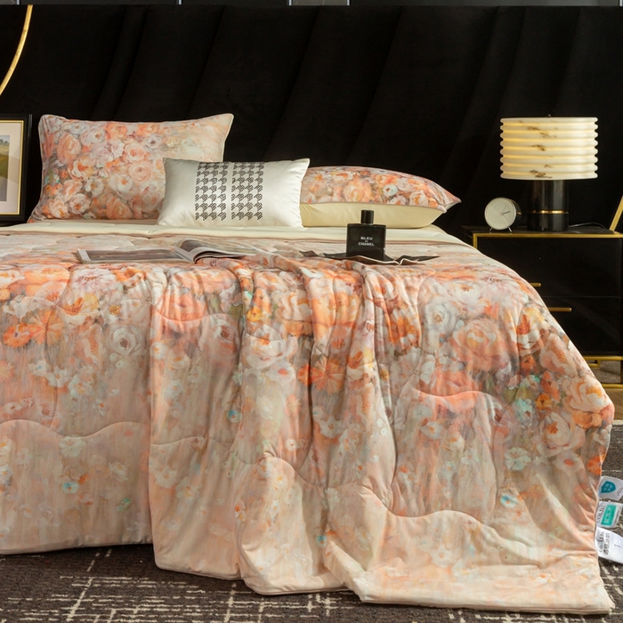 91家纺网 家纺一手货源 找家纺 锦禾穗 2025新款锦禾穗锦氨数码印花夏被 洛可可