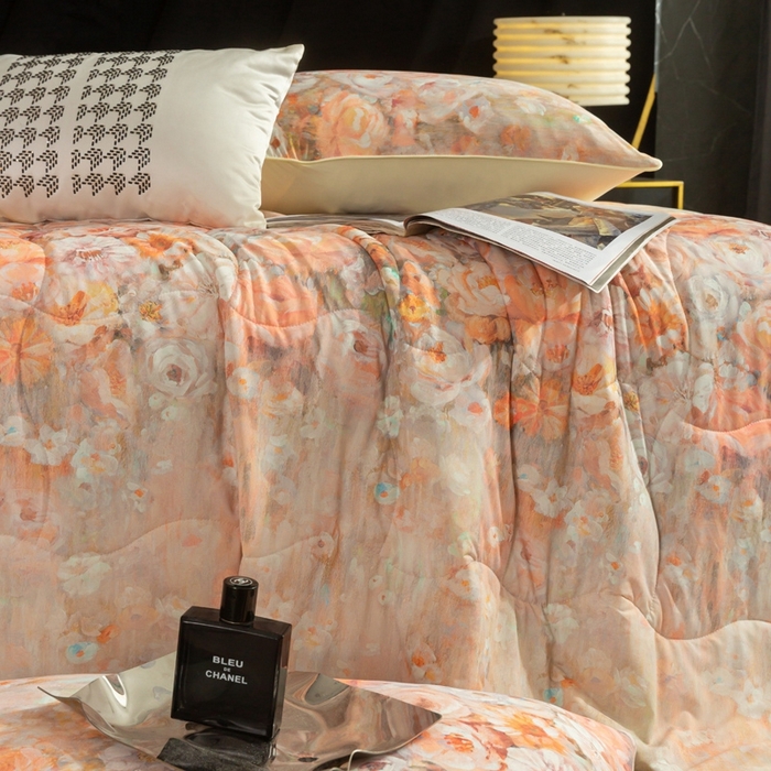 91家纺网 家纺一手货源 找家纺 锦禾穗 2025新款锦禾穗锦氨数码印花夏被 洛可可