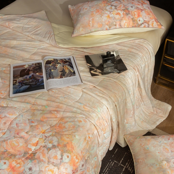 91家纺网 家纺一手货源 找家纺 锦禾穗 2025新款锦禾穗锦氨数码印花夏被 洛可可