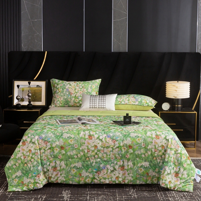 91家纺网 家纺一手货源 找家纺 锦禾穗 2025新款锦禾穗锦氨数码印花夏被 熹微