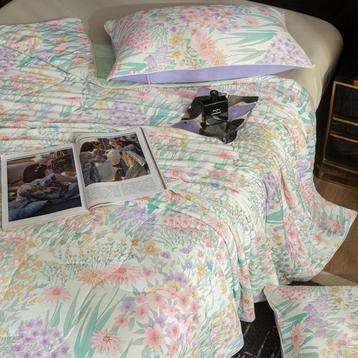 91家纺网 家纺一手货源 找家纺 锦禾穗 2025新款锦禾穗锦氨数码印花夏被 伊娃