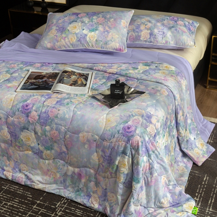 91家纺网 家纺一手货源 找家纺 锦禾穗 2025新款锦禾穗锦氨数码印花夏被 紫境