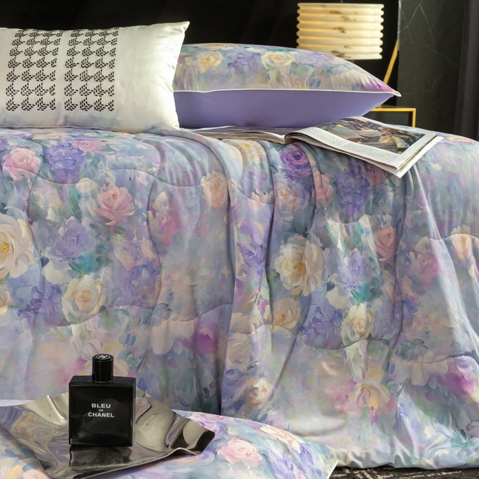 91家纺网 家纺一手货源 找家纺 锦禾穗 2025新款锦禾穗锦氨数码印花夏被 紫境