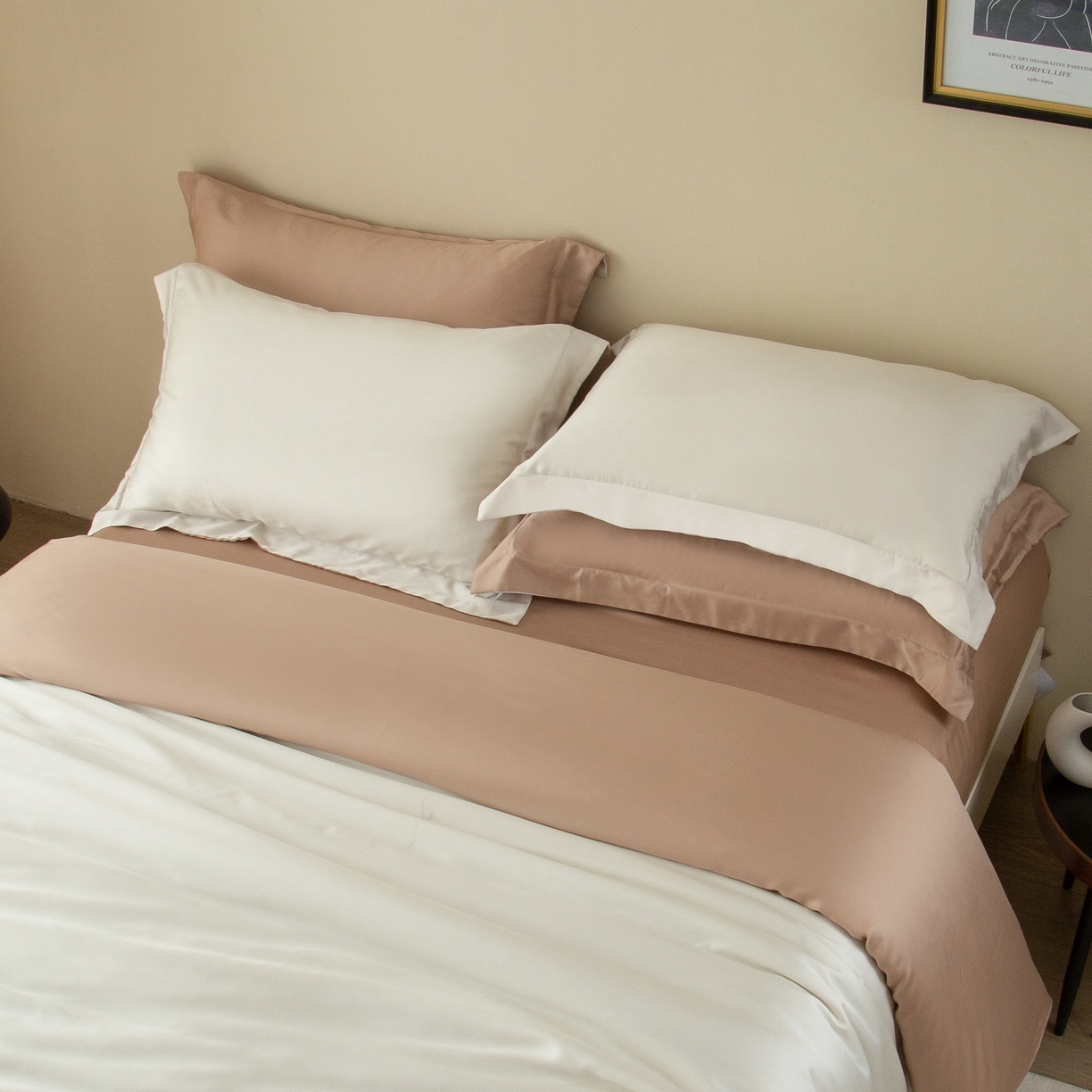 ONE TWO ONE 121 2025新款60支奥地利进口兰精天丝秋风系列单品-枕套 鎏金白