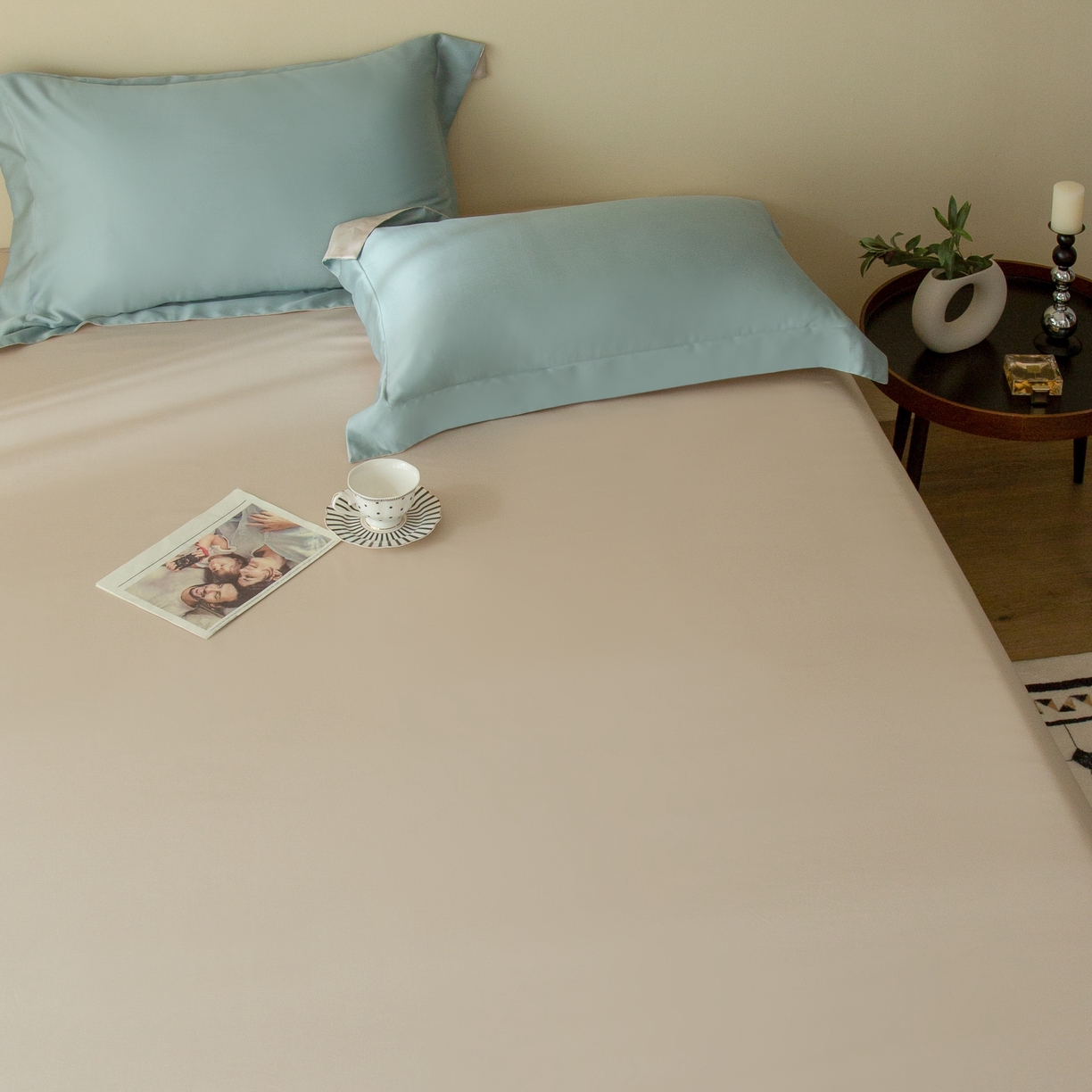 91家纺网 家纺一手货源 找家纺 ONE TWO ONE 121 2025新款60支奥地利进口兰精天丝秋风系列单品-枕套 莫兰棕