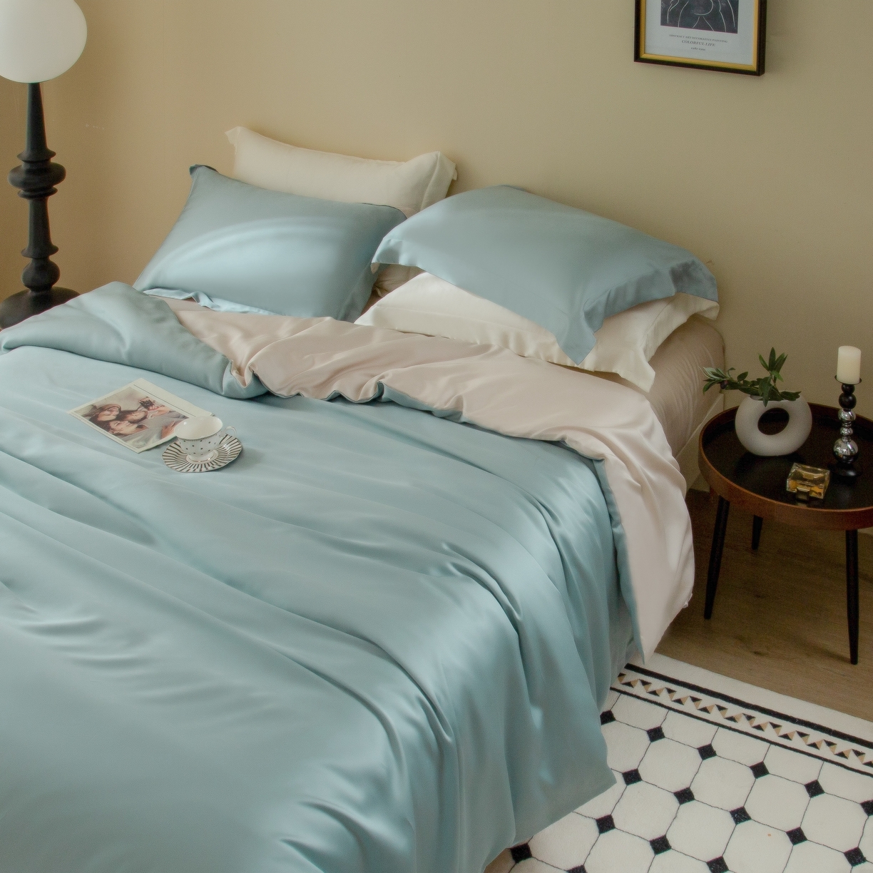 91家纺网 家纺一手货源 找家纺 ONE TWO ONE 121 2025新款60支奥地利进口兰精天丝秋风系列单品-枕套 莫兰棕