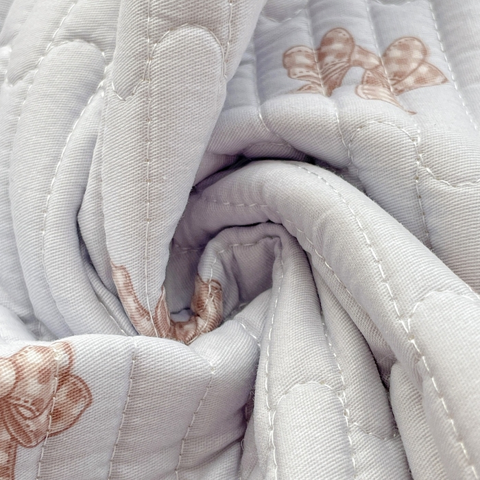 91家纺网 家纺一手货源 找家纺 雅萱家纺 2025新款全棉绗缝夹棉枕巾 格纹蝴蝶结-枕巾 50*80cm一对