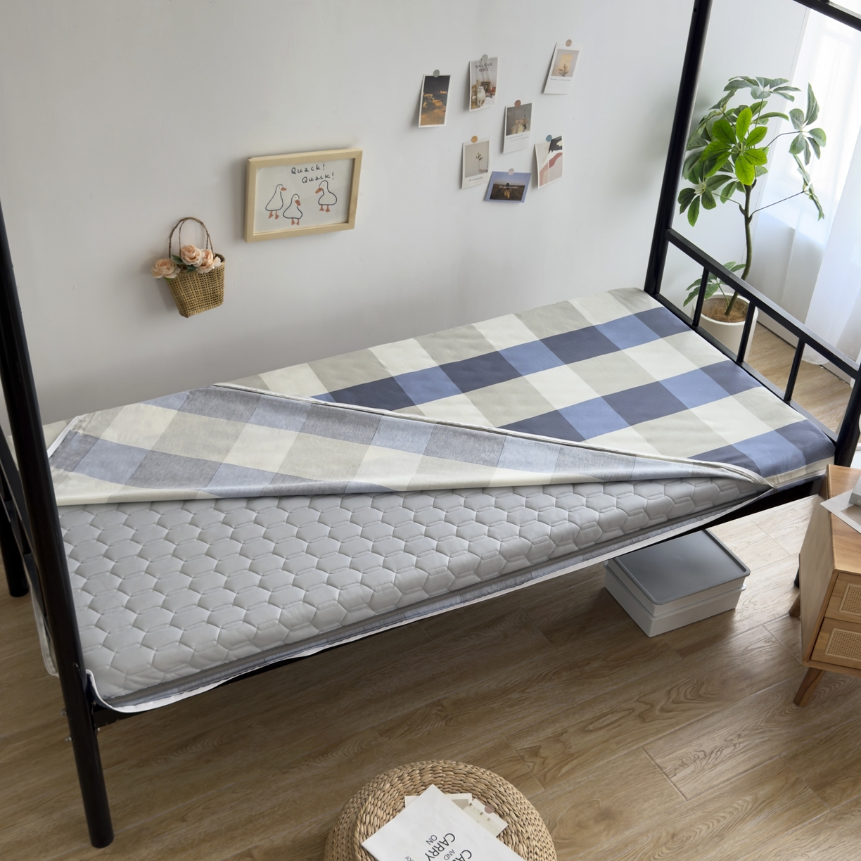 91家纺网 家纺一手货源 找家纺 （总）凌云家纺 2025新款全棉学生宿舍单人床垫海绵垫租房专用可拆卸