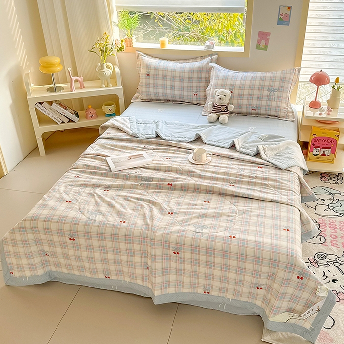 91家纺网 家纺一手货源 找家纺 栩裕纺织 2025新款全棉印染棉花夏被夏凉被空调被 樱桃派