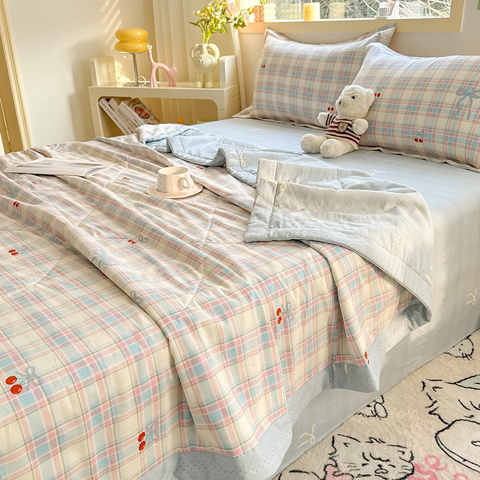 91家纺网 家纺一手货源 找家纺 栩裕纺织 2025新款全棉印染棉花夏被夏凉被空调被 樱桃派