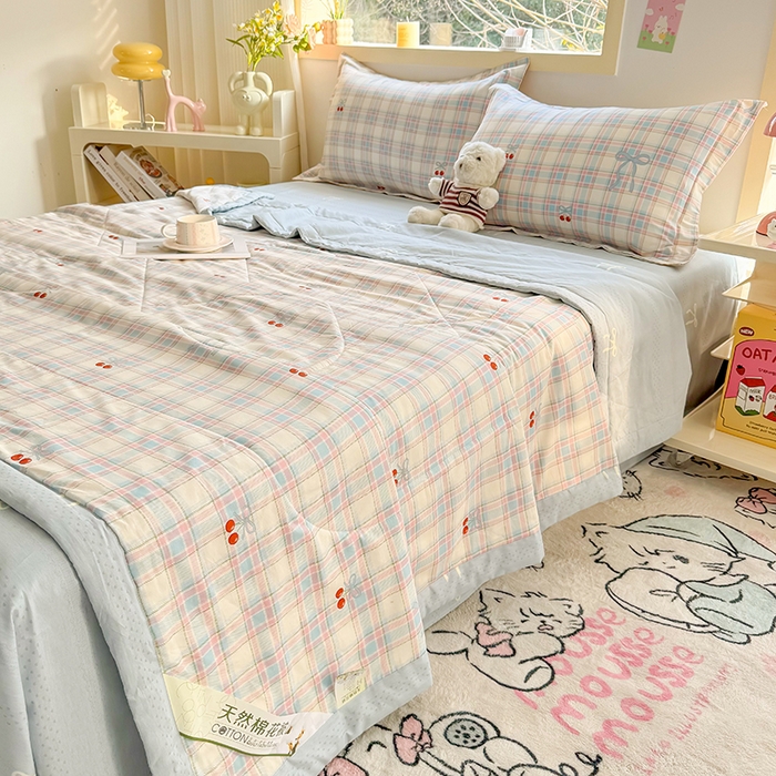 91家纺网 家纺一手货源 找家纺 栩裕纺织 2025新款全棉印染棉花夏被夏凉被空调被 樱桃派