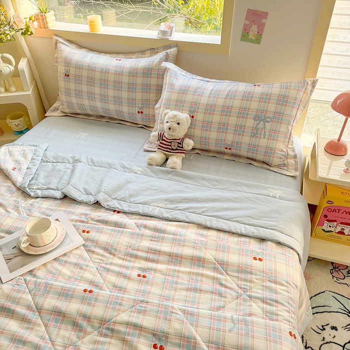 91家纺网 家纺一手货源 找家纺 栩裕纺织 2025新款全棉印染棉花夏被夏凉被空调被 樱桃派