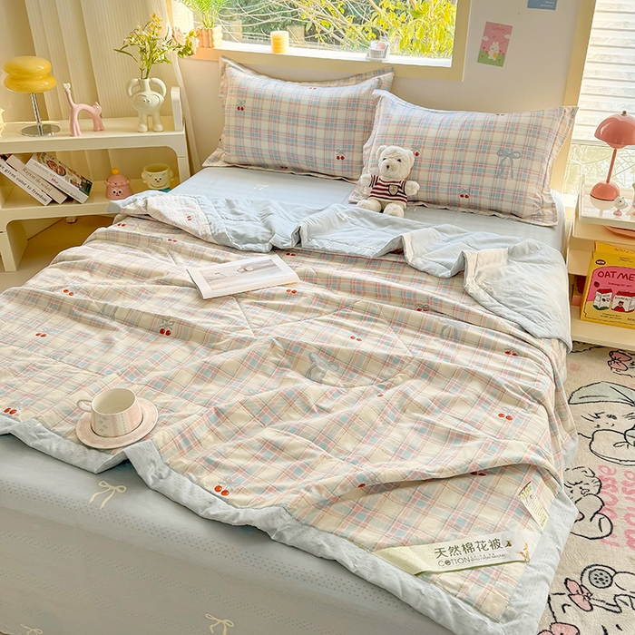 91家纺网 家纺一手货源 找家纺 栩裕纺织 2025新款全棉印染棉花夏被夏凉被空调被 樱桃派