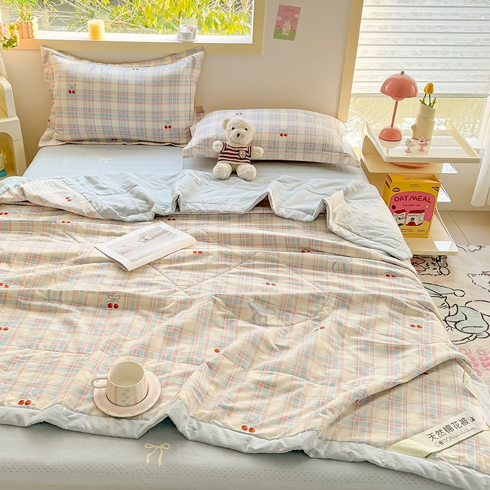 91家纺网 家纺一手货源 找家纺 栩裕纺织 2025新款全棉印染棉花夏被夏凉被空调被 樱桃派