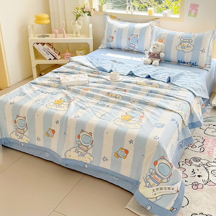 91家纺网 家纺一手货源 找家纺 栩裕纺织 2025新款全棉印染棉花夏被夏凉被空调被 遨游星际